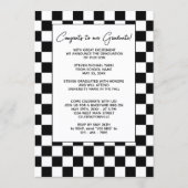 Zwart-wit gecheckt afwerking Afstuderen vlag Aankondiging (Achterkant)