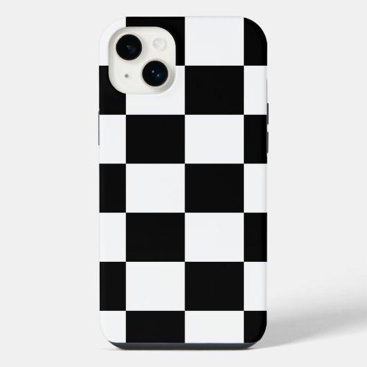 Zwart-wit gecheckt patroon iPhone hoesje (Achterkant)