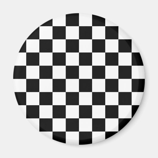 Zwart-wit gecheckt patroon magneet (Voorkant)