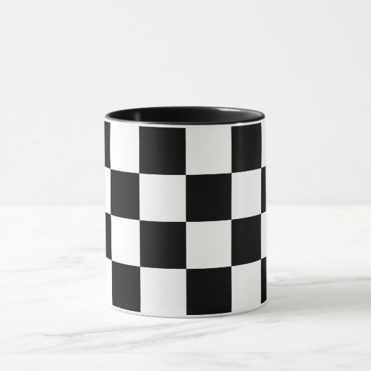 Zwart-wit gecheckt patroon mok (Midden)