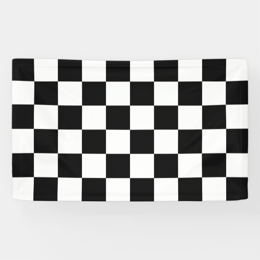 Zwart-wit gecheckt patroon spandoek (Horizontaal)