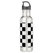 Zwart-wit gecheckt patroon waterfles (Achterkant)