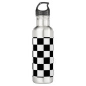 Zwart-wit gecheckt patroon waterfles  (Voorkant)