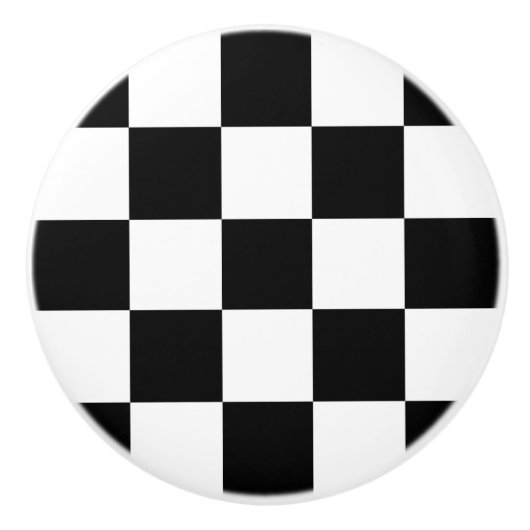 Zwart-wit gecheckt/racevlag keramische knop (Voorkant)