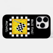 Zwart wit gecheckt vlag zwart, gepersonaliseerd Case-Mate iPhone case (Achterkant (horizontaal))