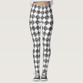 Zwart wit gecheckte marmer leggings (Voorkant)