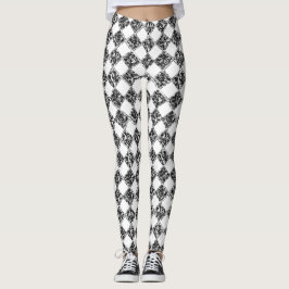 Zwart wit gecheckte marmer leggings
