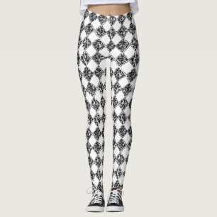 Zwart wit gecheckte marmer leggings