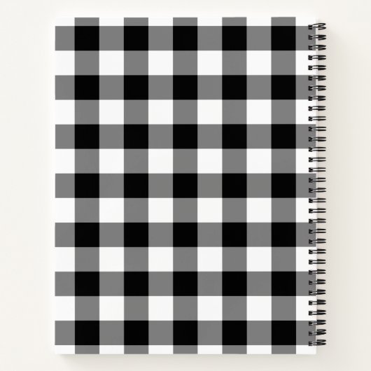 Zwart-wit gecheckte Plaid Sketch Notes Notitieboek (Achterkant)