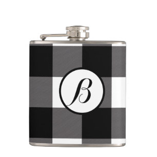 Zwart-wit gecheckte vierkantjes buffelplaat heupfles