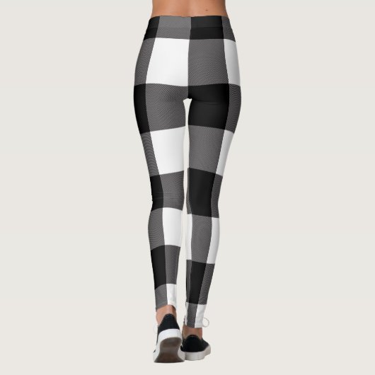 Zwart-wit gecheckte vierkantjes buffelplaat leggings (Achterkant)