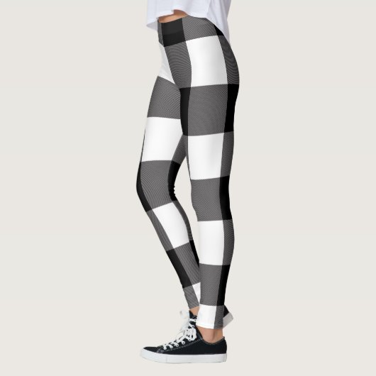 Zwart-wit gecheckte vierkantjes buffelplaat leggings (Links)