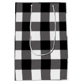 Zwart-wit gecheckte vierkantjes buffelplaat medium cadeauzakje (Achterkant)
