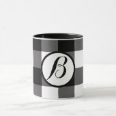 Zwart-wit gecheckte vierkantjes buffelplaat mok (Midden)