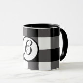 Zwart-wit gecheckte vierkantjes buffelplaat mok (Voorkant rechts)