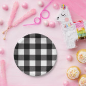 Zwart-wit gecheckte vierkantjes buffelplaat papieren bordje (Feest)