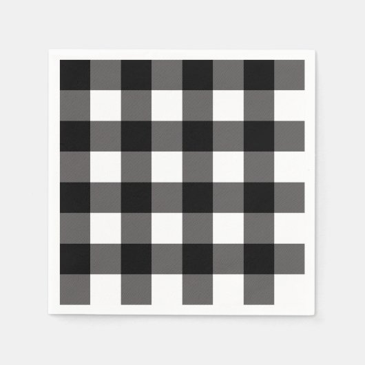Zwart-wit gecheckte vierkantjes buffelplaat servet (Voorkant)