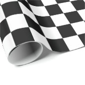 Zwart-wit gecheckte vierkantjes cadeaupapier (Rol Hoek)