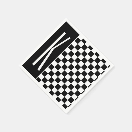 Zwart-wit gecheckte vierkantjes servetten (Hoek)