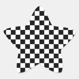 Zwart-wit gecheckte vierkantjes ster sticker