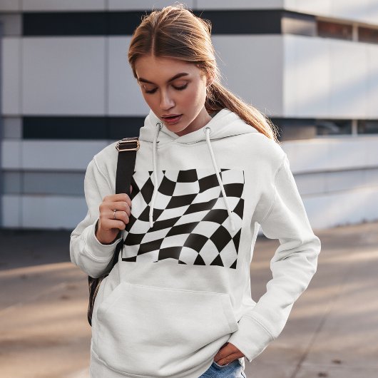 Zwart-wit gecheckte vlaggevrouwen hoodie