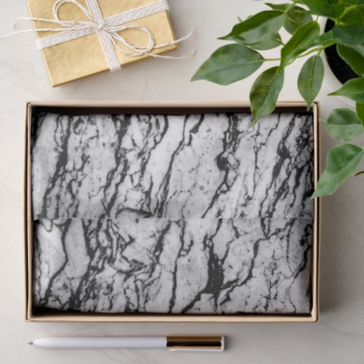 Zwart-wit, gecompliceerd marmer stonpatroon tissuepapier (Geschenk)