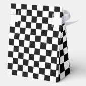 Zwart wit gecontroleerd controlepatroon bedankdoosjes (Achterkant)
