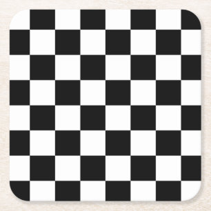 Zwart-wit gecontroleerd controlepatroon kartonnen onderzetters