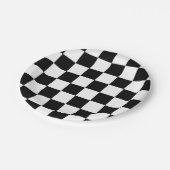 Zwart-wit gecontroleerd controlepatroon papieren bordje (Gekanteld)