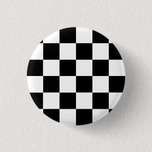 Zwart wit gecontroleerd controlepatroon ronde button 3,2 cm