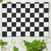 Zwart wit gecontroleerd controlepatroon theedoek (Gevouwen)