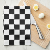 Zwart wit gecontroleerd controlepatroon theedoek (Quarter Fold)