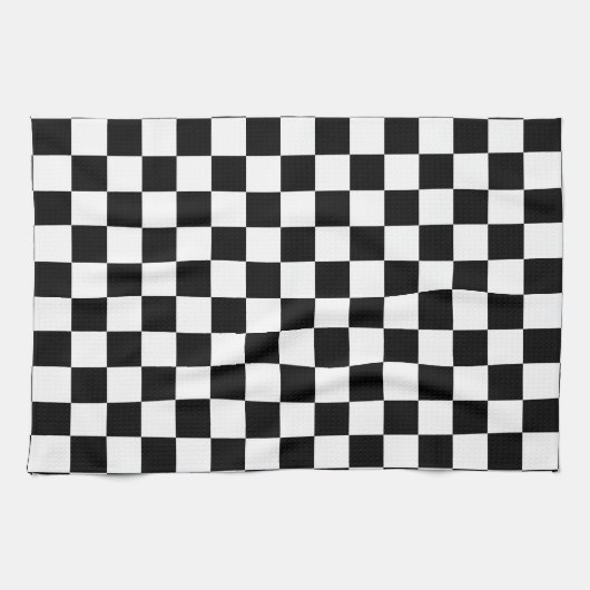 Zwart wit gecontroleerd controlepatroon theedoek (Horizontaal)