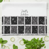 Zwart-wit gecontroleerd keukenhanddoek (Gevouwen)