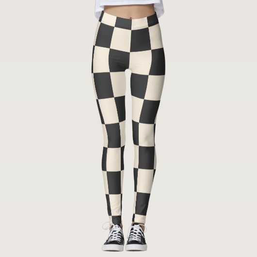 Zwart-wit gecontroleerd leggings (Voorkant)