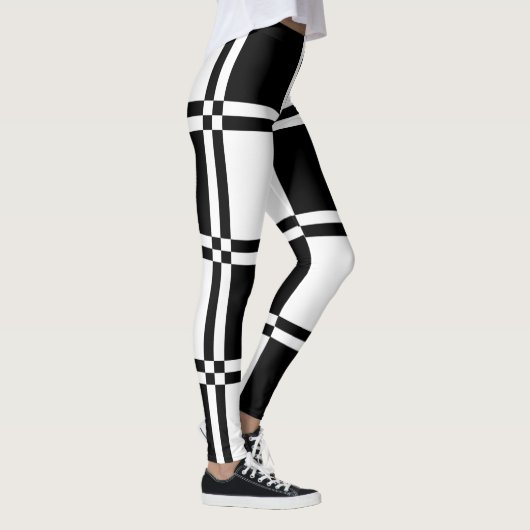 Zwart-wit gecontroleerd leggings (Rechts)