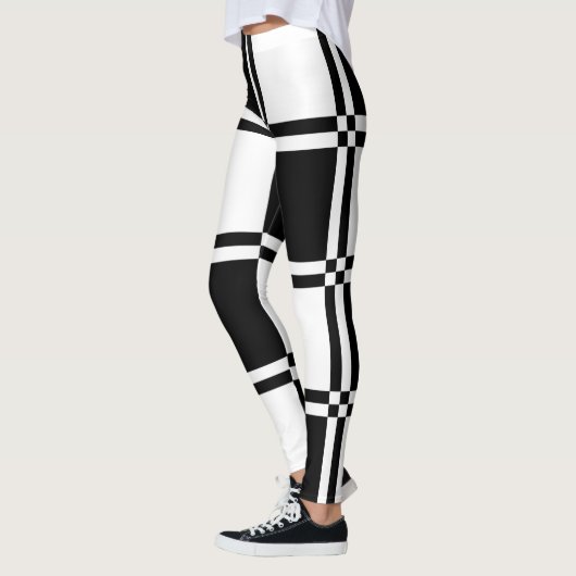 Zwart-wit gecontroleerd leggings (Links)