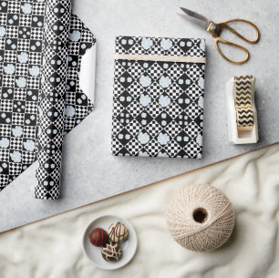 Zwart-wit gecontroleerd pansiepatroon cadeaupapier
