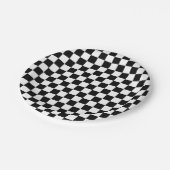 Zwart-wit gecontroleerd patroon papieren bordje (Gekanteld)