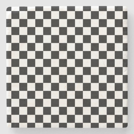 Zwart wit gecontroleerd patrooncontrolebord contro stenen onderzetter (Voorkant)