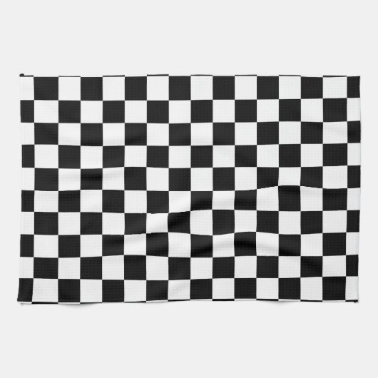 Zwart wit gecontroleerd patrooncontrolebord contro theedoek (Horizontaal)