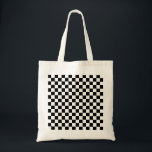 Zwart wit gecontroleerd patrooncontrolebord contro tote bag<br><div class="desc">Gecontroleerd patroon - zwart-wit dambord.</div>