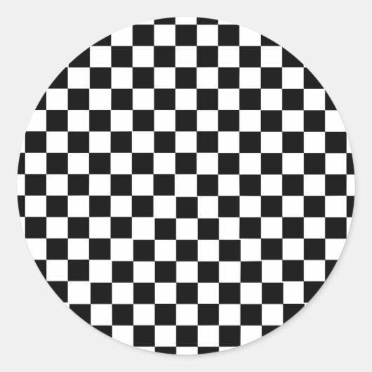 Zwart wit gecontroleerd ronde sticker (Voorkant)