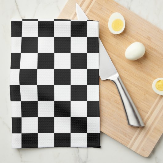 Zwart-wit gecontroleerd theedoek (Quarter Fold)