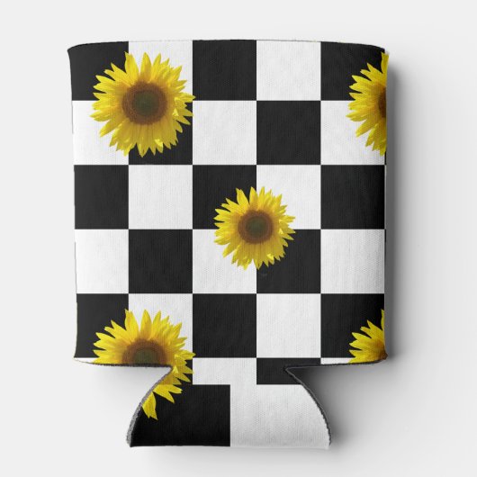 Zwart-wit Gecontroleerd & Zonnebloem Afdrukken Blikjeskoeler (Achterkant)