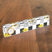 Zwart-wit Gecontroleerd & Zonnebloem Afdrukken Naambordje (Zijkant)