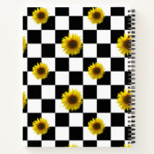 Zwart-wit Gecontroleerd & Zonnebloem Afdrukken Notitieboek (Achterkant)