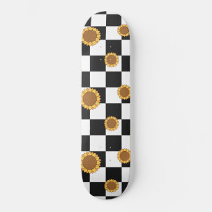 Zwart-wit Gecontroleerd & Zonnebloem Afdrukken Persoonlijk Skateboard