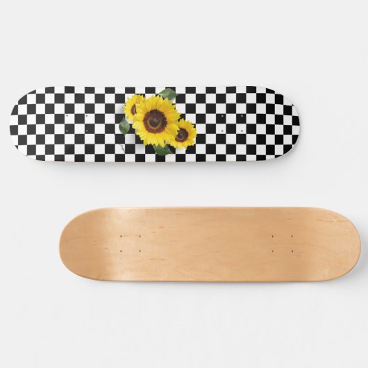 Zwart-wit Gecontroleerd & Zonnebloem Afdrukken Persoonlijk Skateboard (Horizontaal)
