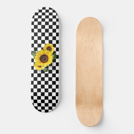 Zwart-wit Gecontroleerd & Zonnebloem Afdrukken Persoonlijk Skateboard (Voorkant)
